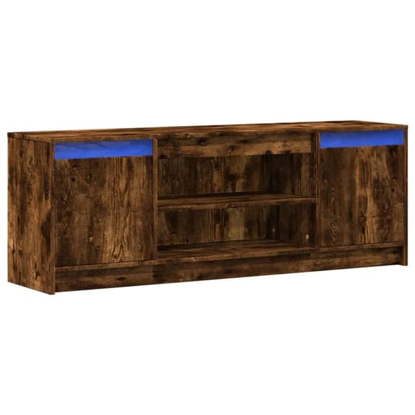 vidaXL TV-benk med LED røkt eik 139,5x34x50 cm konstruert tre