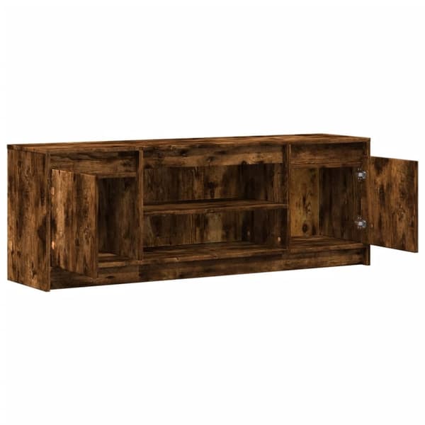 vidaXL TV-benk med LED røkt eik 139,5x34x50 cm konstruert tre