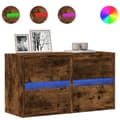 Miniatyrbild 3 av 11: vidaXL Väggmonterad tv-bänk LED 2 st rökfärgad ek 41x31x45 cm