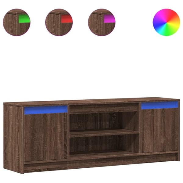 vidaXL TV-benk med LED brun eik 139,5x34x50 cm konstruert tre