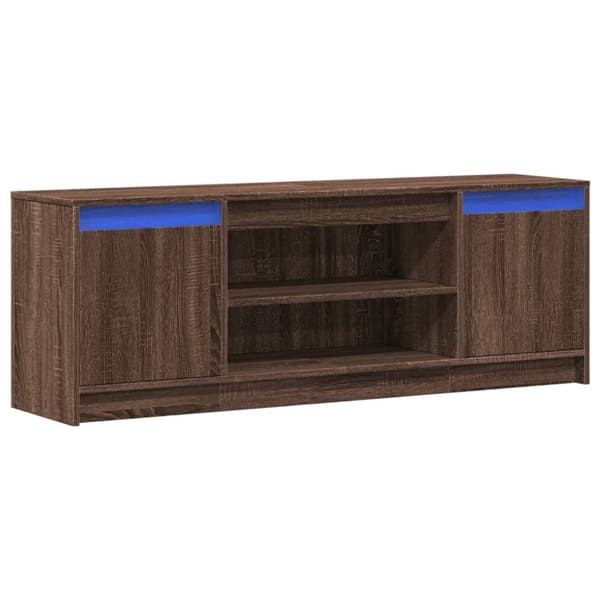 vidaXL TV-benk med LED brun eik 139,5x34x50 cm konstruert tre