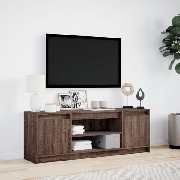 vidaXL TV-benk med LED brun eik 139,5x34x50 cm konstruert tre