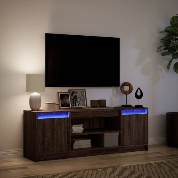 vidaXL TV-benk med LED brun eik 139,5x34x50 cm konstruert tre