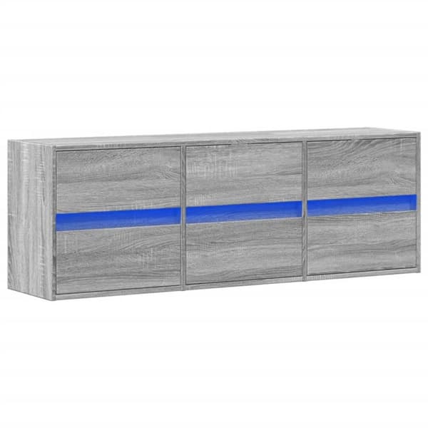 vidaXL TV-seinäkaappi LED-valoilla harmaa Sonoma 130x31x45 cm