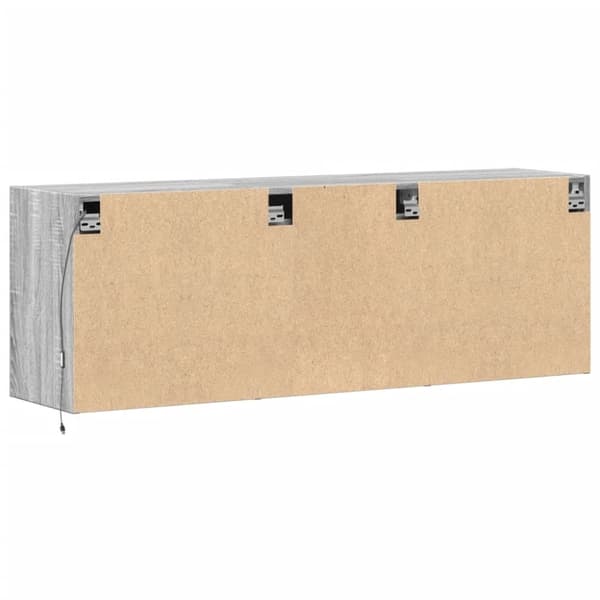 vidaXL TV-seinäkaappi LED-valoilla harmaa Sonoma 130x31x45 cm