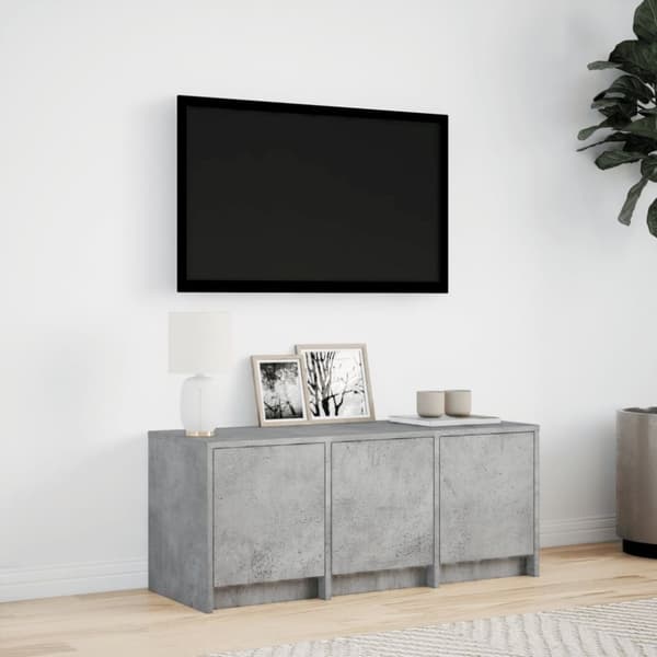 vidaXL TV-benk med LED betonggrå 97x34x40 cm konstruert tre