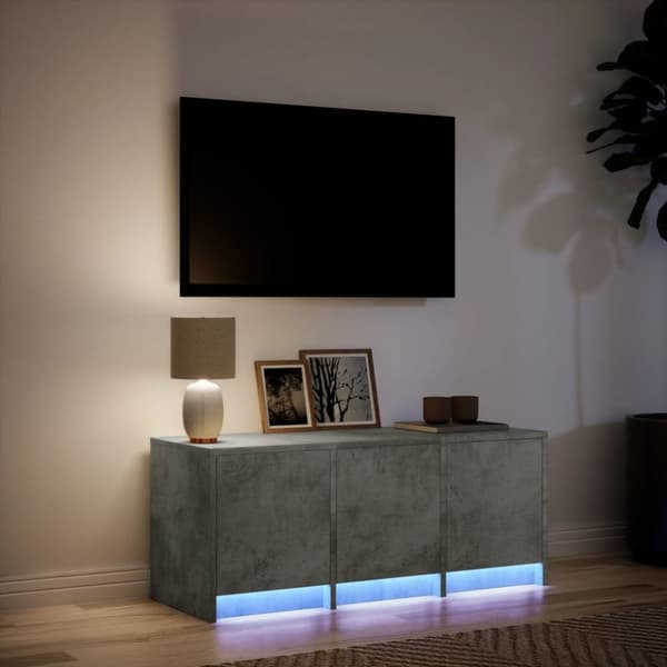 vidaXL TV-benk med LED betonggrå 97x34x40 cm konstruert tre
