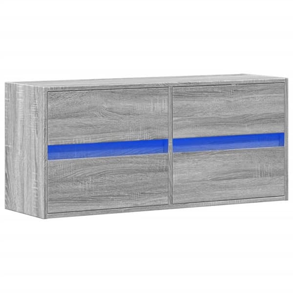 vidaXL Vegghengt TV-benk med LED grå sonoma 100x31x45 cm