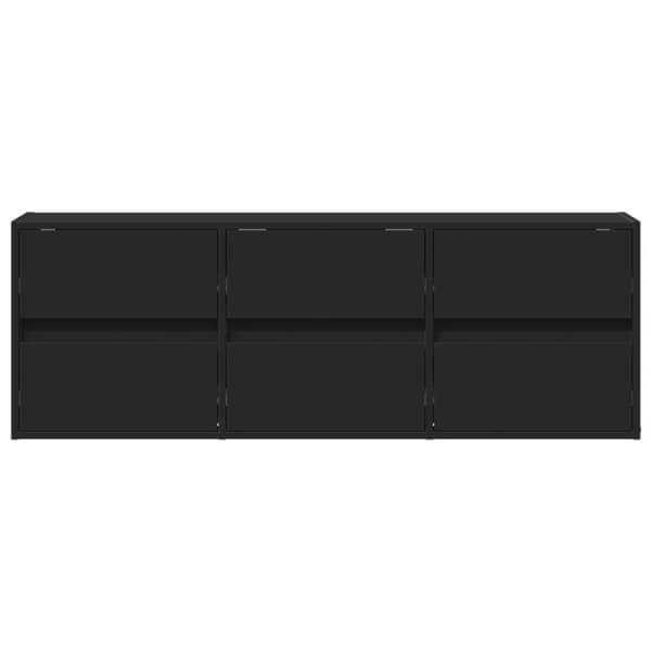 vidaXL væghængt tv-bord med LED-lys 130x31x45 cm sort