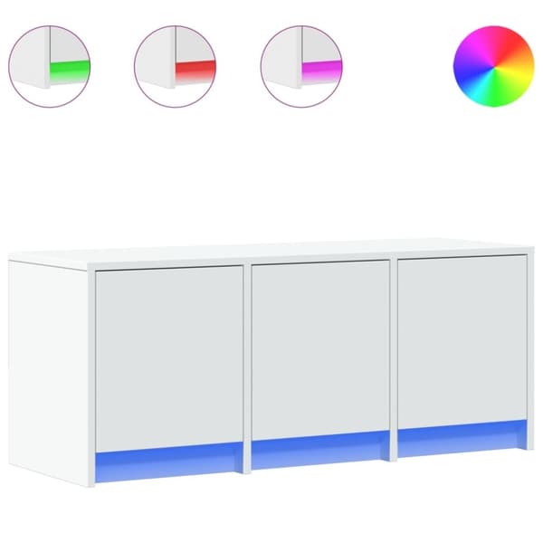 vidaXL TV-benk med LED hvit 97x34x40 cm konstruert tre