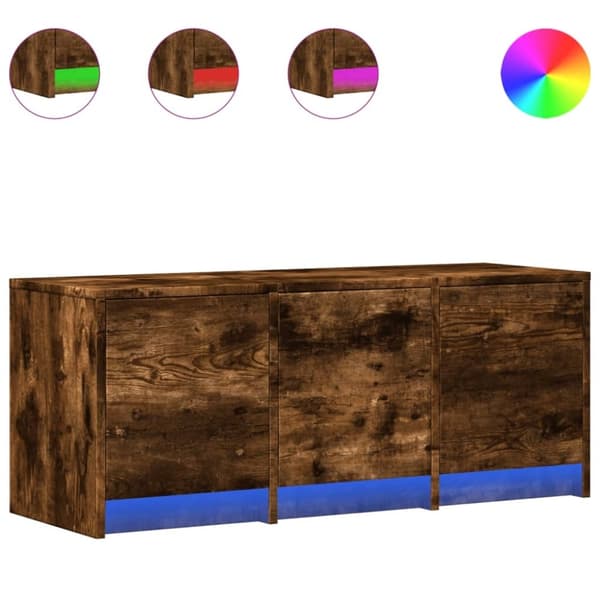 vidaXL TV-benk med LED røkt eik 97x34x40 cm konstruert tre