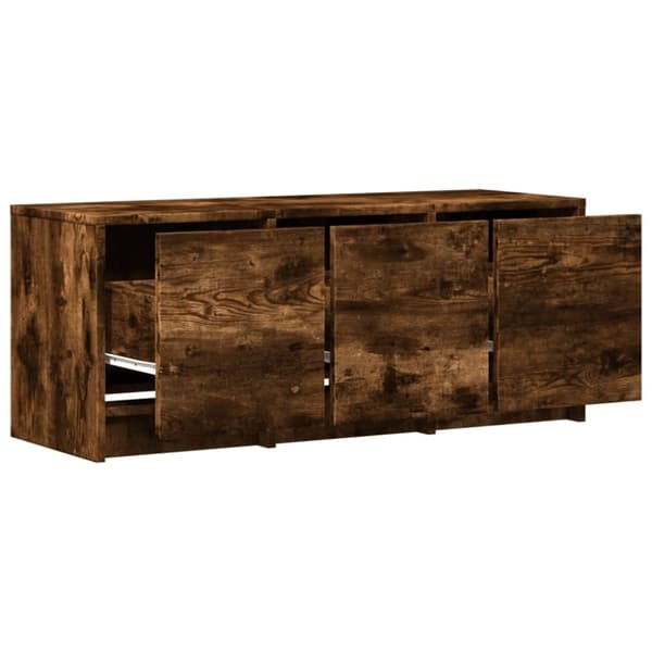 vidaXL TV-benk med LED røkt eik 97x34x40 cm konstruert tre