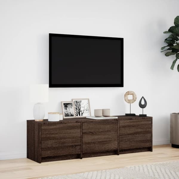 vidaXL Tv-bänk med LEDs brun ek 140x34x40 cm konstruerat trä