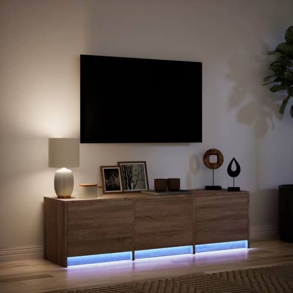 vidaXL Tv-bänk med LEDs brun ek 140x34x40 cm konstruerat trä