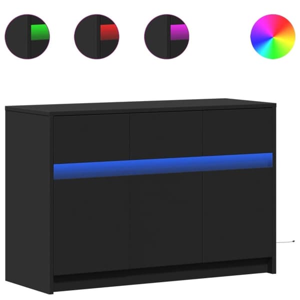 vidaXL Tv-bänk med LEDs svart 91x34x61 cm konstruerat trä