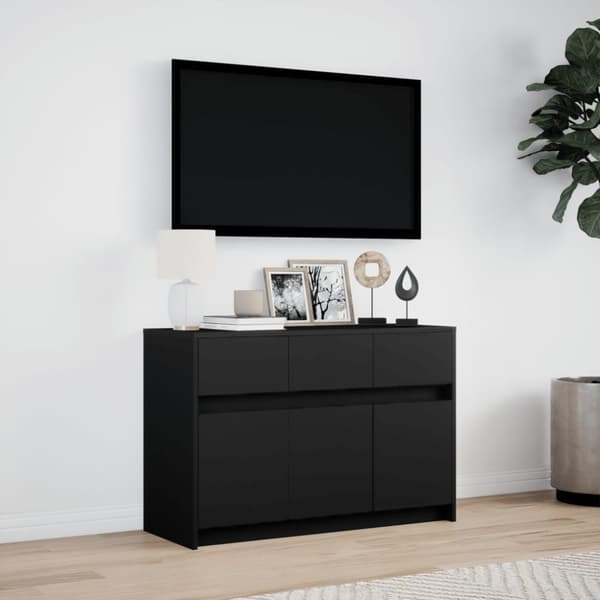 vidaXL Tv-bänk med LEDs svart 91x34x61 cm konstruerat trä