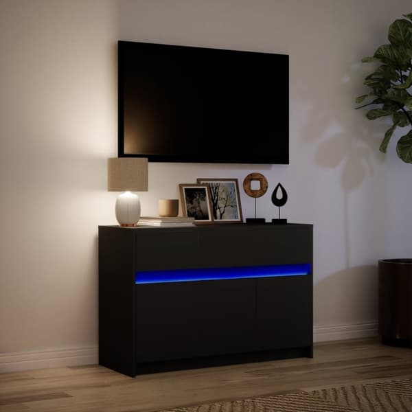 vidaXL Tv-bänk med LEDs svart 91x34x61 cm konstruerat trä