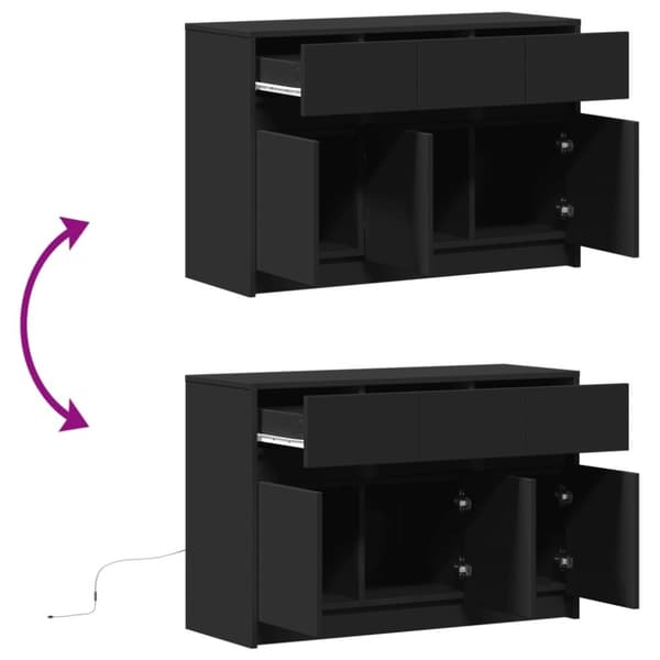 vidaXL Tv-bänk med LEDs svart 91x34x61 cm konstruerat trä