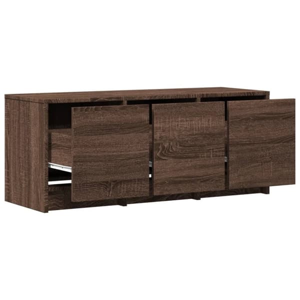 vidaXL TV-taso LED-valoilla ruskea tammi 97x34x40 cm tekninen puu