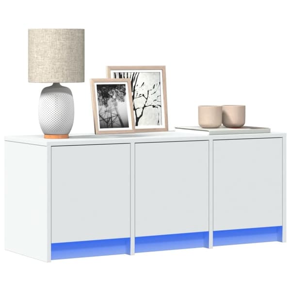 vidaXL tv-bord med LED-lys 97x34x40 cm konstrueret træ hvid