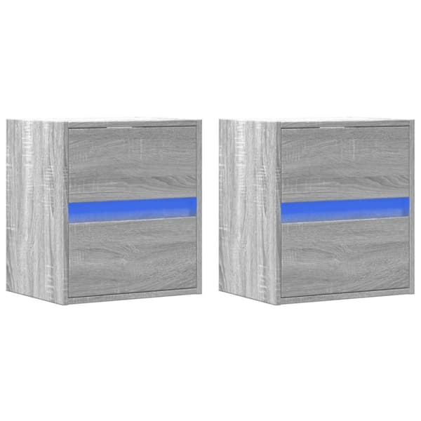 vidaXL Väggmonterad tv-bänk LED 2 st grå sonoma 41x31x45 cm