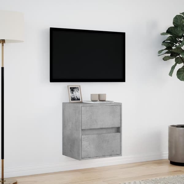 vidaXL Väggmonterad tv-bänk LED betonggrå 41x31x45 cm