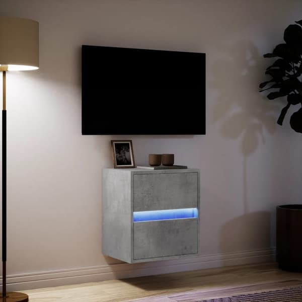 vidaXL Väggmonterad tv-bänk LED betonggrå 41x31x45 cm