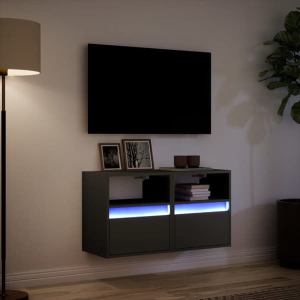 vidaXL Vegghengte TV-benker med LED 2 stk svart 41x31x45 cm
