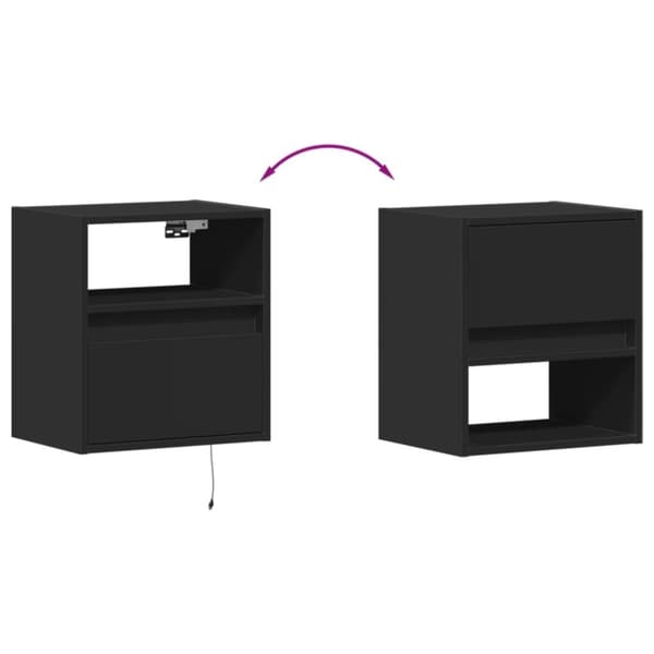 vidaXL Vegghengte TV-benker med LED 2 stk svart 41x31x45 cm