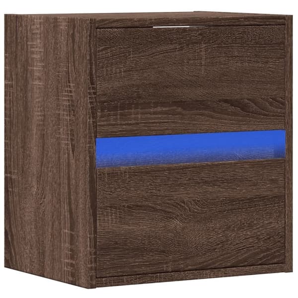 vidaXL Väggmonterad tv-bänk LED brun ek 41x31x45 cm