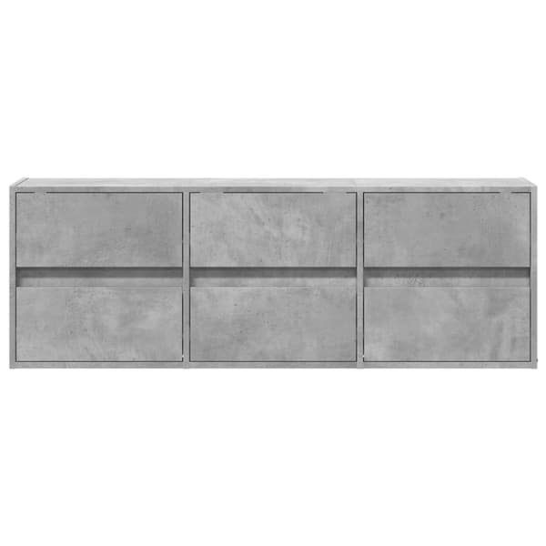 vidaXL Vegghengt TV-benk med LED-lys betonggrå 130x31x45 cm