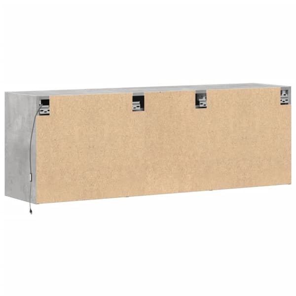 vidaXL Vegghengt TV-benk med LED-lys betonggrå 130x31x45 cm