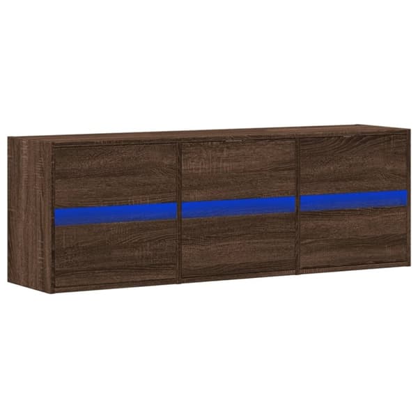 vidaXL Vegghengt TV-benk med LED brun eik 130x31x45 cm