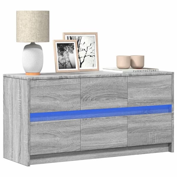 vidaXL TV-benk med LED grå sonoma 100x34x50 cm konstruert tre