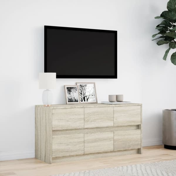 vidaXL TV-benk med LED sonoma eik 100x34x50 cm konstruert tre