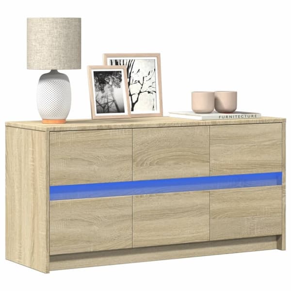 vidaXL TV-benk med LED sonoma eik 100x34x50 cm konstruert tre