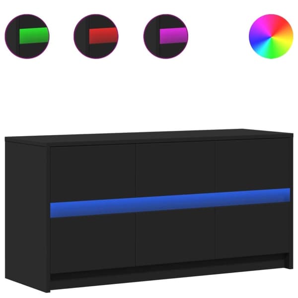 vidaXL Tv-bänk med LEDs svart 100x34x50 cm konstruerat trä