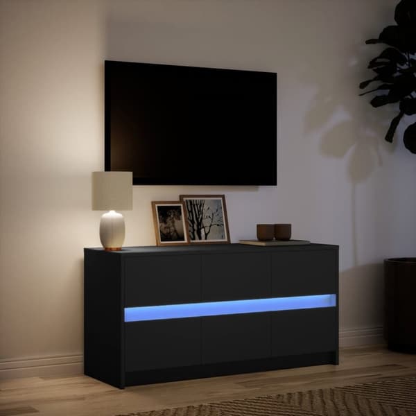 vidaXL Tv-bänk med LEDs svart 100x34x50 cm konstruerat trä