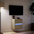 Miniatyrbilde 6 av 11: vidaXL Vegghengt TV-benk med LED sonoma eik 41x31x45 cm