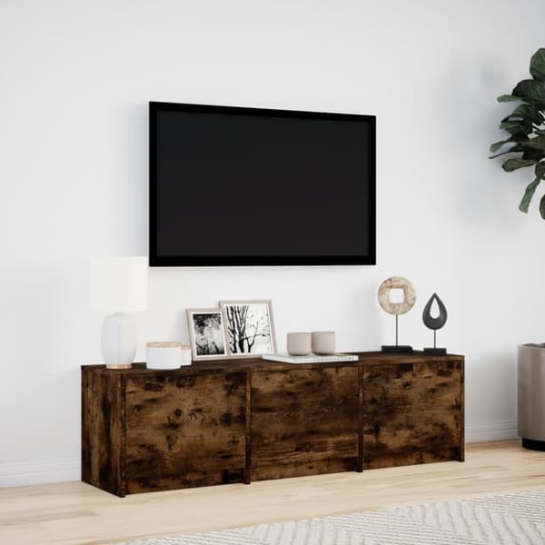 vidaXL Tv-bänk med LEDs rökfärgad ek 140x34x40 cm konstruerat trä