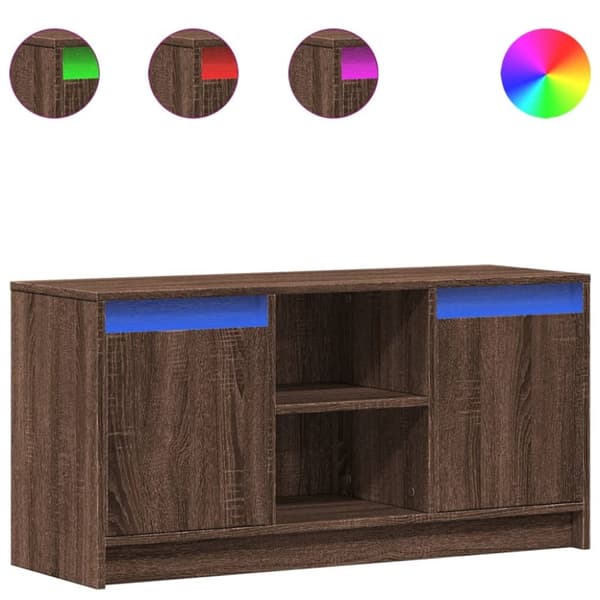 vidaXL Tv-bänk med LEDs brun ek 100x34x50 cm konstruerat trä