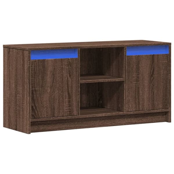 vidaXL Tv-bänk med LEDs brun ek 100x34x50 cm konstruerat trä