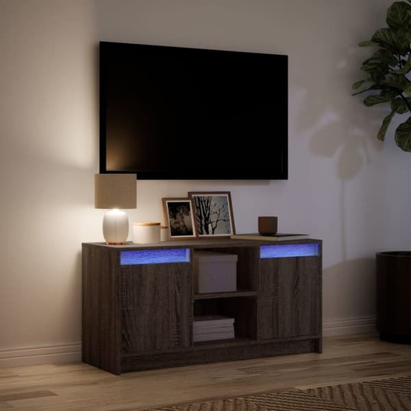 vidaXL Tv-bänk med LEDs brun ek 100x34x50 cm konstruerat trä