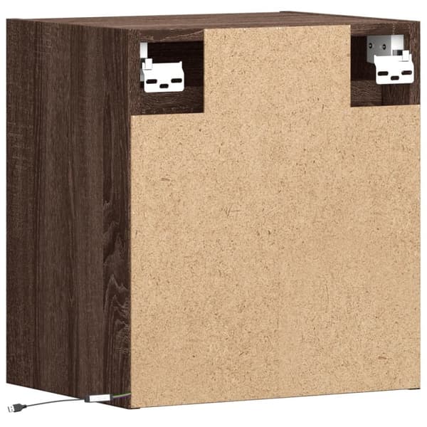 vidaXL væghængt tv-bord med LED-lys 41x31x45 cm brun egetræsfarve