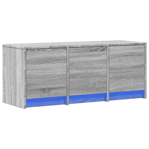 vidaXL tv-bord m. LED-lys 97x34x40 cm konstrueret træ grå sonoma-eg
