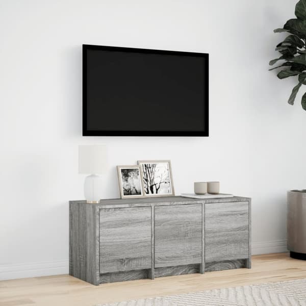 vidaXL tv-bord m. LED-lys 97x34x40 cm konstrueret træ grå sonoma-eg