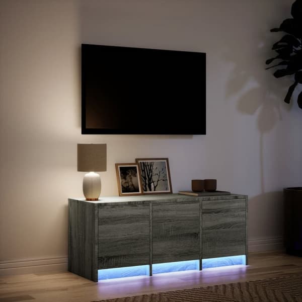 vidaXL tv-bord m. LED-lys 97x34x40 cm konstrueret træ grå sonoma-eg