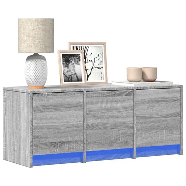 vidaXL tv-bord m. LED-lys 97x34x40 cm konstrueret træ grå sonoma-eg