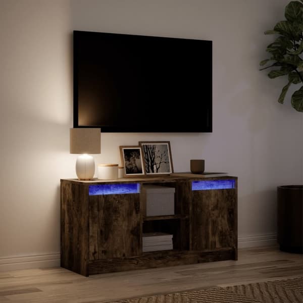 vidaXL TV-taso LED-valoilla savutammi 100x34x50 cm tekninen puu