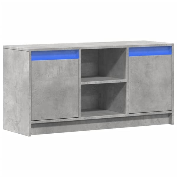 vidaXL tv-bord med LED-lys 100x34x50 cm konstrueret træ betongrå